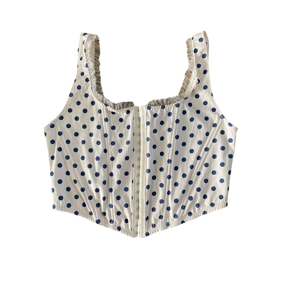 Altar'd State Alex ruffle trim polka-dot corset tank top NEW